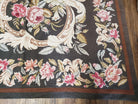 Vintage William Morris Flatweave Needlepoint Rug, Large Floral Panel Design, Handmade, Arts & Crafts/Mission Patern, Dark Green, Wool, 10x13 - Jewel Rugs