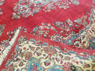 8' X 10' Vintage Handmade India Kirman Wool Rug Hand Knotted Organic Dyes Red - Jewel Rugs