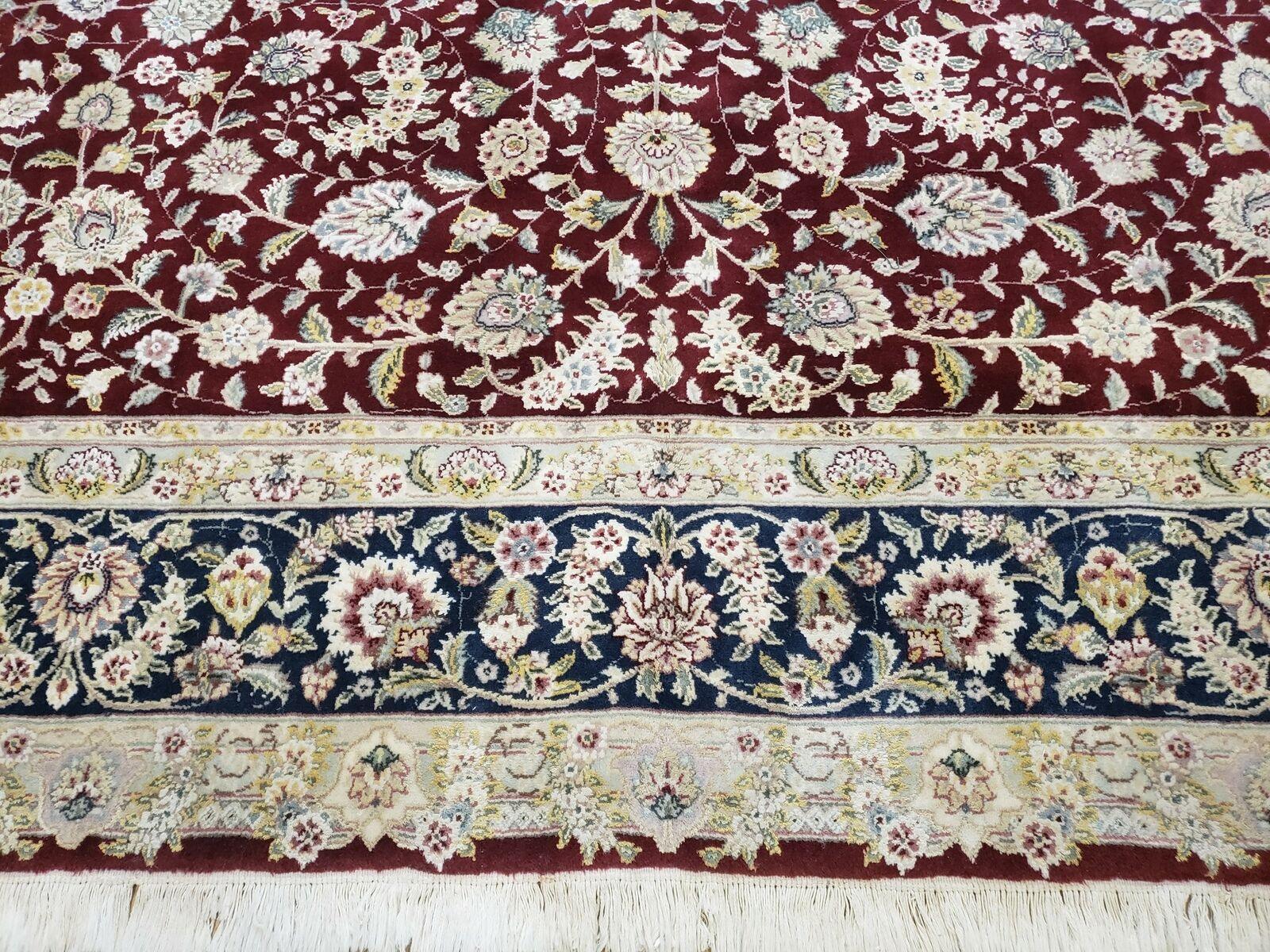 8' X 10' Vintage Handmade Oriental Floral Wool & Silk Rug Afshan Red Blue Nice - Jewel Rugs