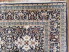 Semi-Antique Persian Kashan Rug, Midnight Blue & Ivory, Hand-Knotted, Wool, 4' 8" x 7' 4", Pair A - Jewel Rugs