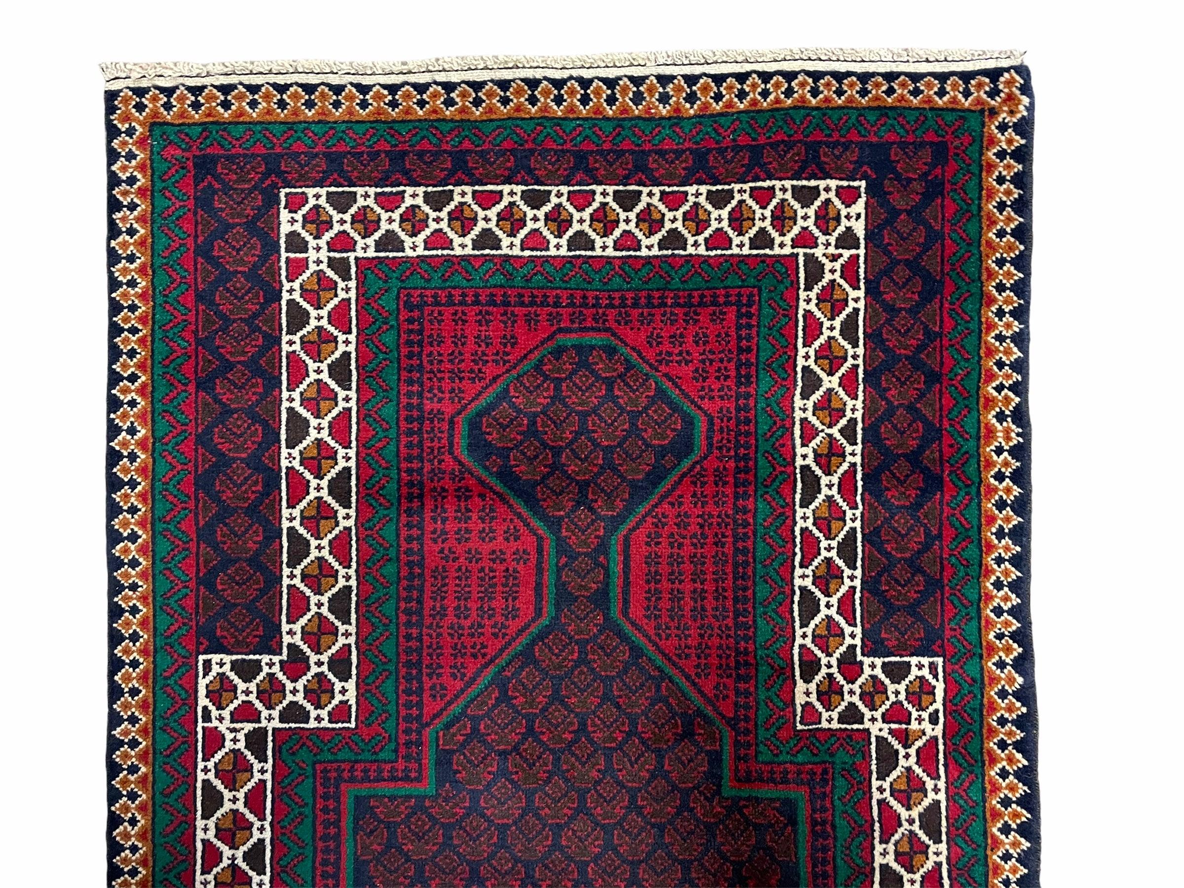 2' 9" X 4' 8" New Vintage Handmade Tribal Rug Veggie Dyes 3x5 Balouch Prayer Rug - Jewel Rugs