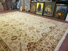 10' X 14' Handmade Peshawar Oushak Wool Rug Oatmeal Beige Organic Beauty - Jewel Rugs