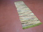 2' X 6' Vintage Hand Loomed Cotton Stripe Runner Rug Natural Dyes Braided Rag Nice - Jewel Rugs