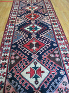 3'5" X 10'7" Vintage Handmade Turkish Blue Wool Runner Rug Nice - Jewel Rugs