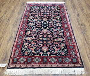 Antique Persian Sarouk, Wool, Hand-Knotted, Blue & Red, 3'1" x 5'3" - Jewel Rugs