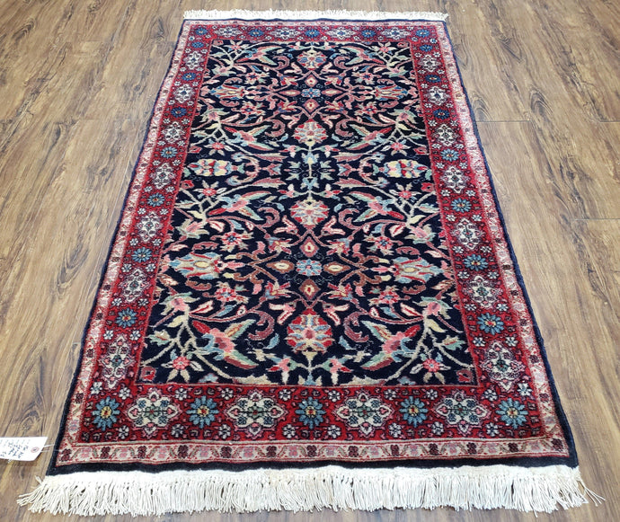 Antique Persian Sarouk, Wool, Hand-Knotted, Blue & Red, 3'1