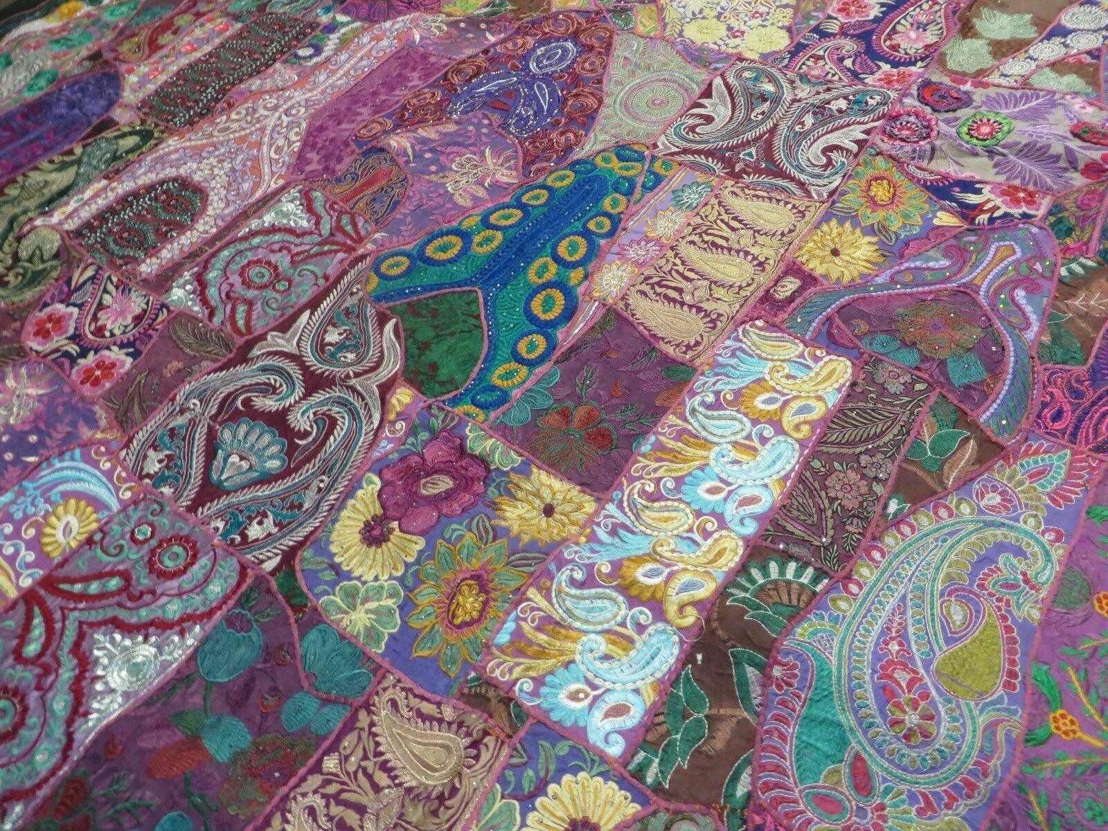 7' X 9' Indian Patchwork Tapestry Wall Hanging Bedspread Coverlet Multicolor - Jewel Rugs