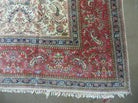 Persian Tabriz Rug 8x10, Antique Authentic Wool Oriental Carpet 8 x 10 ft, Bird Motifs Floral Boteh Paisleys, Cream Red Blue Vintage Handmade Rug - Jewel Rugs