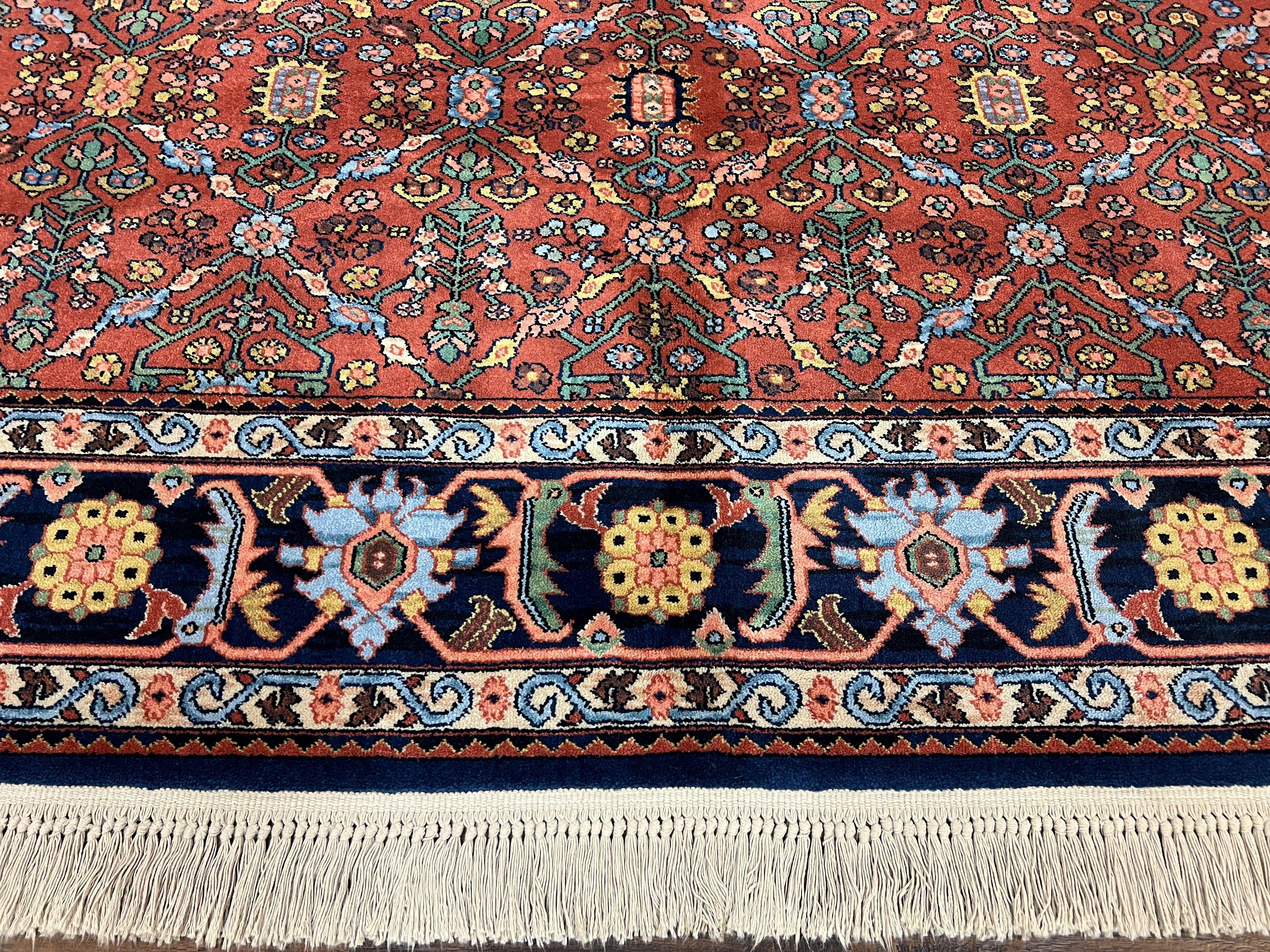 Karastan Serapi Rug 729 Wool Karastan Carpet 8.8 x 12, Vintage Area Rug, Original Karastan Collection, 700 Series, Red Blue Allover Design - Jewel Rugs