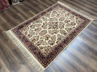 Karastan Rug 4.3 x 6, Karastan Ivory Sarouk #760 Wool Carpet, Vintage Original Collection 700 Series Discontinued, Floral Oriental Rug, Nice - Jewel Rugs