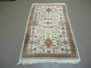 3' X 5' Vintage Handmade Romanian Floral Wool Rug Carpet Beige/ Ivory Nice - Jewel Rugs