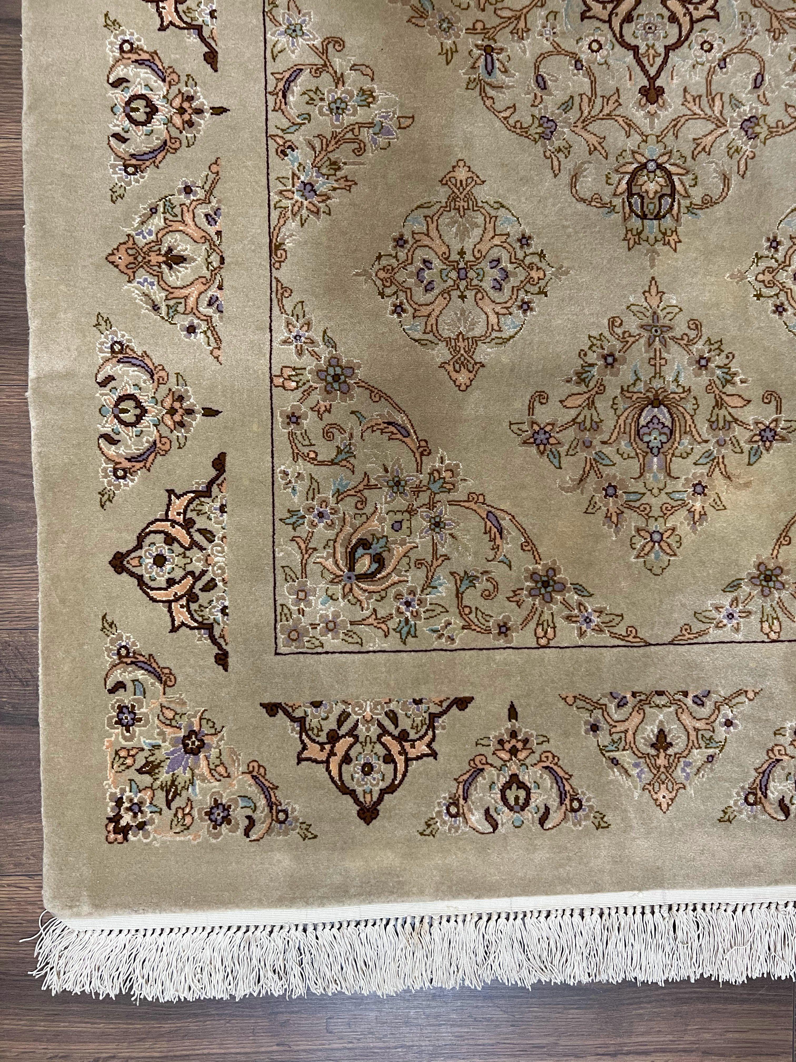 Very Fine Persian Isfahan Rug 3x5 ft with Signature, Kork Wool on Silk Foundation, Gray-Taupe Vintage Hand Knotted Oriental Carpet, 60 Raj 460 KPSI - Jewel Rugs