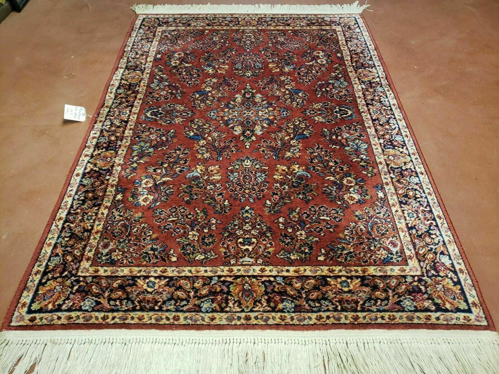 4' 4" X 6' Karastan #700 Red Sarouk # 785 Wool Rug American Made Beauty - Jewel Rugs