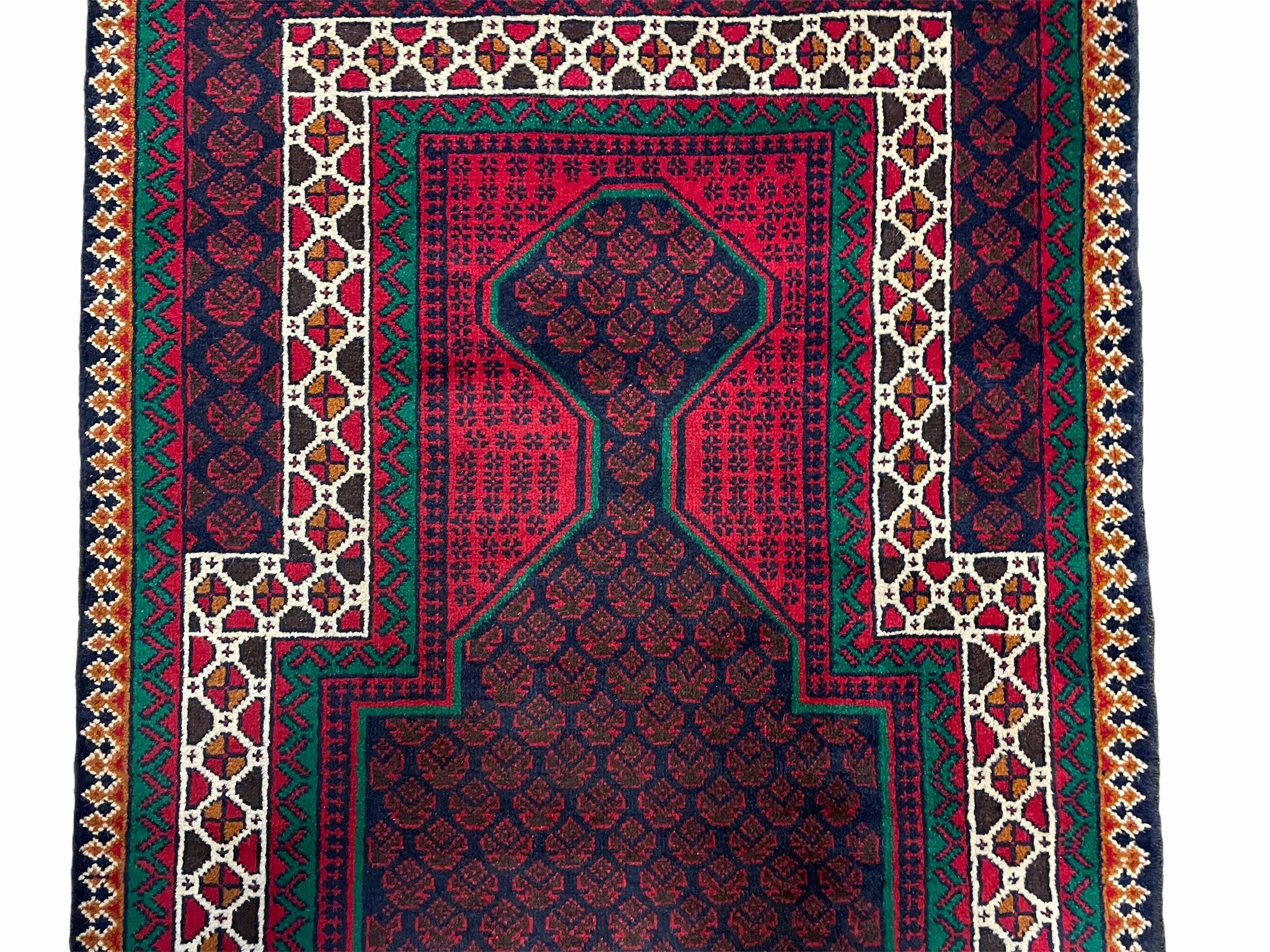 2' 9" X 4' 8" New Vintage Handmade Tribal Rug Veggie Dyes 3x5 Balouch Prayer Rug - Jewel Rugs