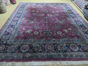 8' X 10' Antique Handmade Larastan Indian Wool Rug Carpet Wine Red Nice - Jewel Rugs