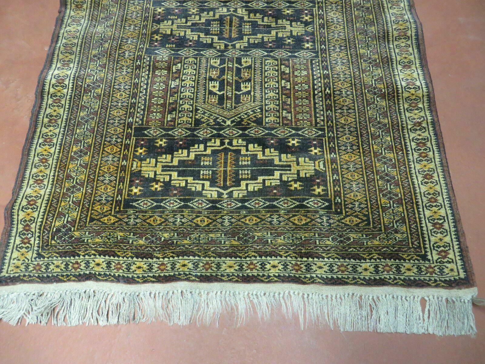 3' X 4' Vintage Handmade Pakistan Bokhara Turkoman Balouchi Wool Rug Mat Nice - Jewel Rugs