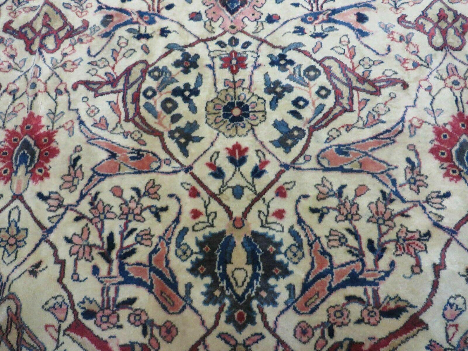 10' X 14' Vintage Hand Knotted Made Indian Agra Wool Rug Vegetable Dyes Ivory - Jewel Rugs