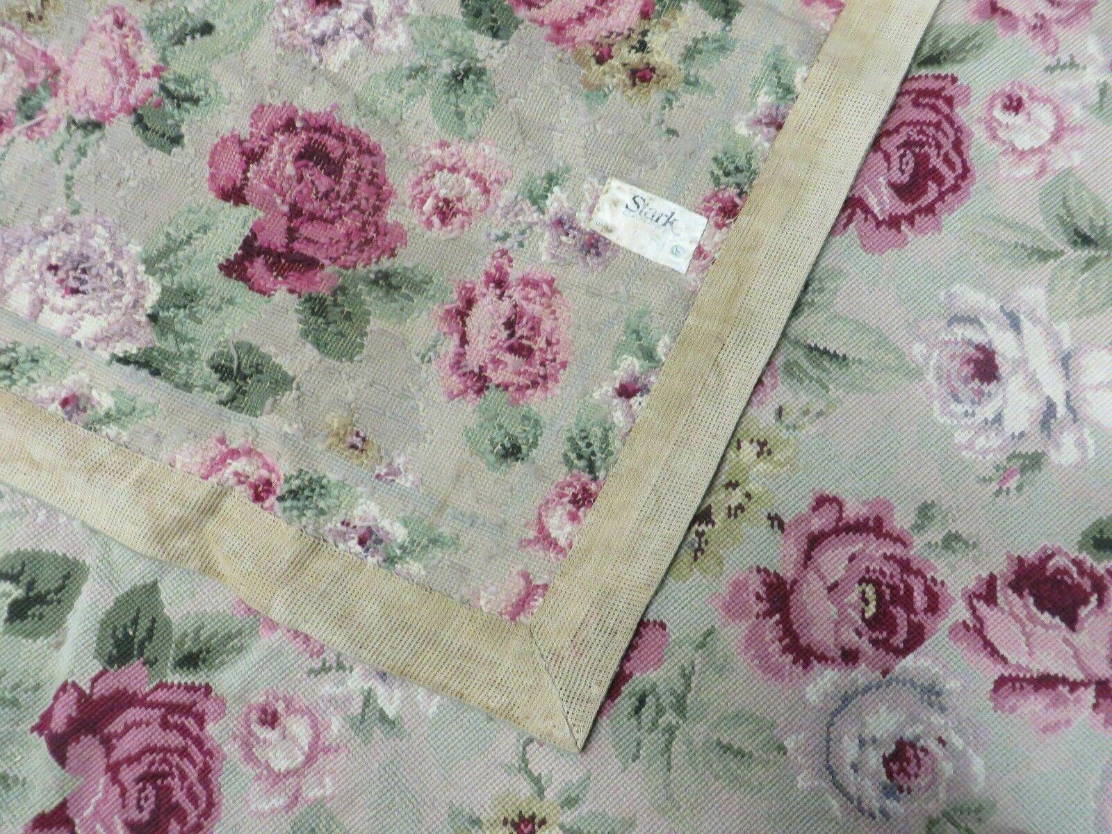 10' X 13' Stark USA Handmade Needlepoint Wool Floral Area Rug Rose Garden Chic Carpet - Jewel Rugs