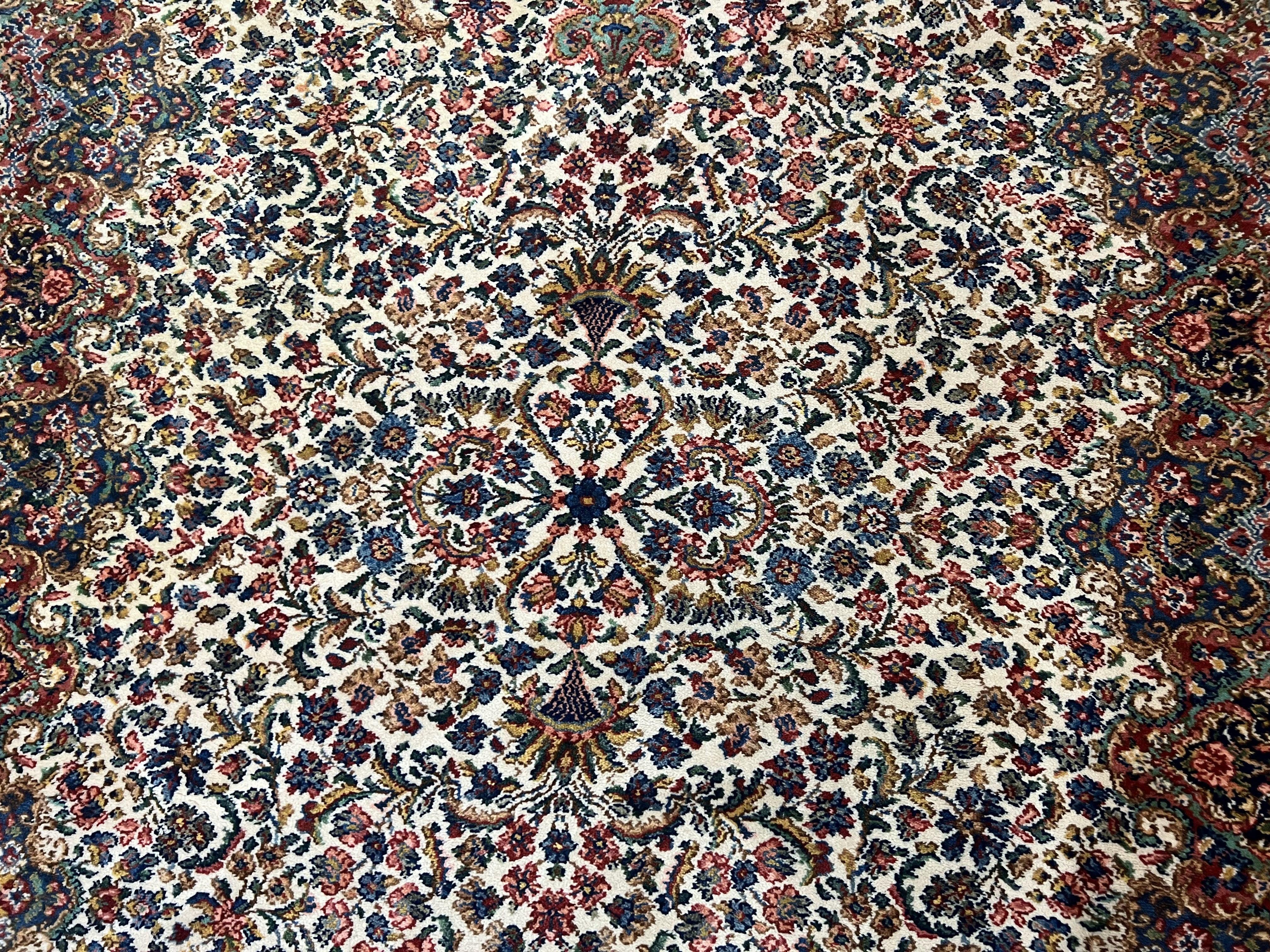 Karastan Floral Kirman Rug #742, Wool Karastan Carpet 5.9 x 9, Original Collection 700 Series, Vintage Discontinued Oriental Area Rug 6x9 - Jewel Rugs