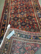 2' 10" X 9" Antique Handmade Indian Floral Wool Runner Rug Red Nice # 126 - Jewel Rugs