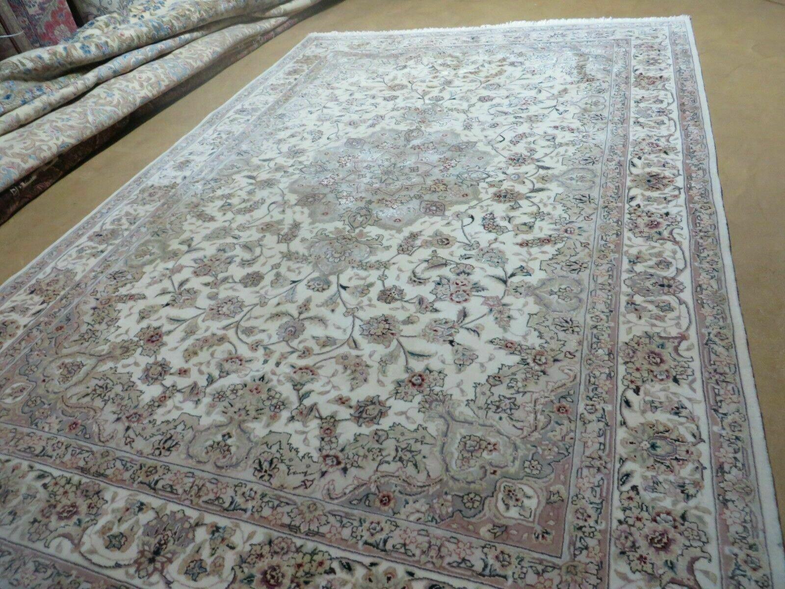 6' X 9' Vintage Chinese Floral Oriental Handmade Virgin Wool Silk Rug Ivory - Jewel Rugs