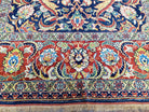 Square Turkish Mahal Rug 8 x 8.5, Colorful Square Carpet, Large 8ft Square Rug, Blue Red Yellow, Handmade Wool, Vintage, Large Flowers, Nice - Jewel Rugs