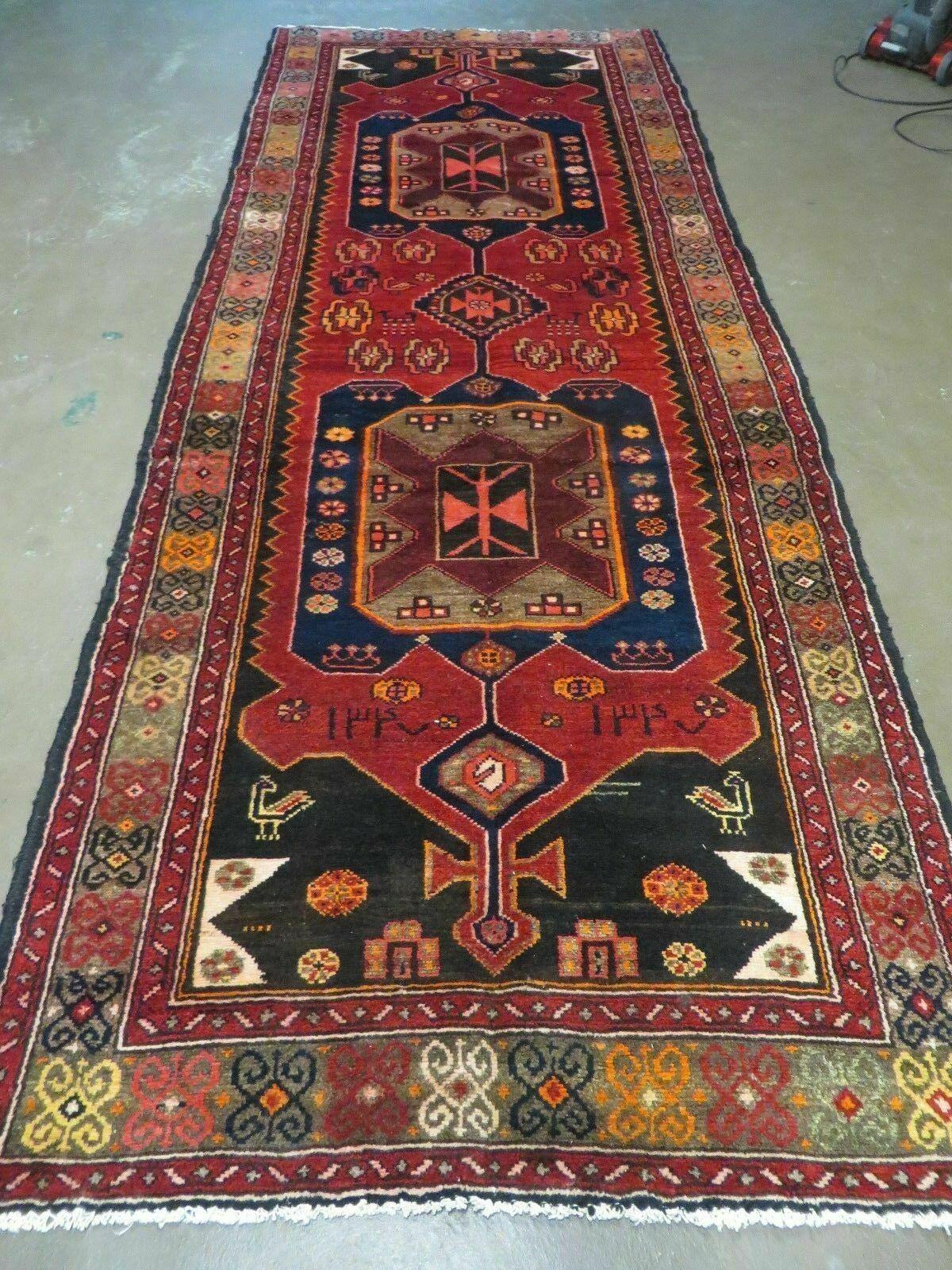 3' 10" X 10' Antique Handmade Turkish Anatolian Kazak Wool Runner Rug Nice Red - Jewel Rugs