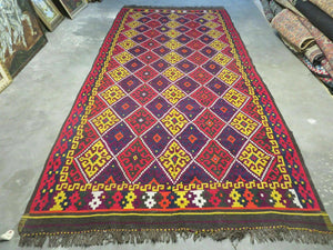 6' X 13' Antique Turkish Kilim Handmade Flat Weave Wool Rug Veg Dye - Jewel Rugs