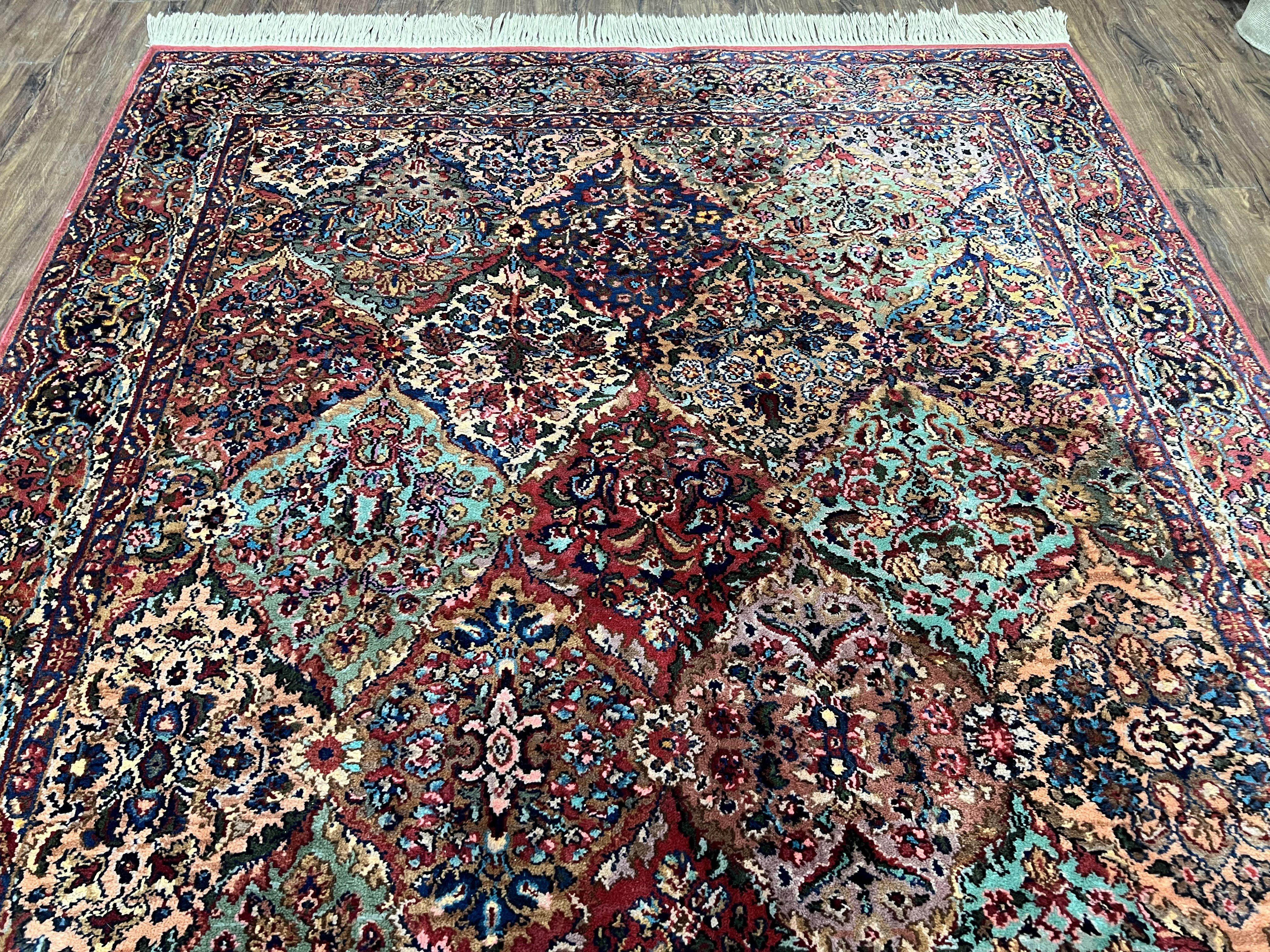 5.9 x 9 Karastan Rug Multicolor Panel Kirman #717, Karastan Carpet 6x9 Multipanel Kirman Oriental, Original 700 Series Vintage Wool Area Rug - Jewel Rugs