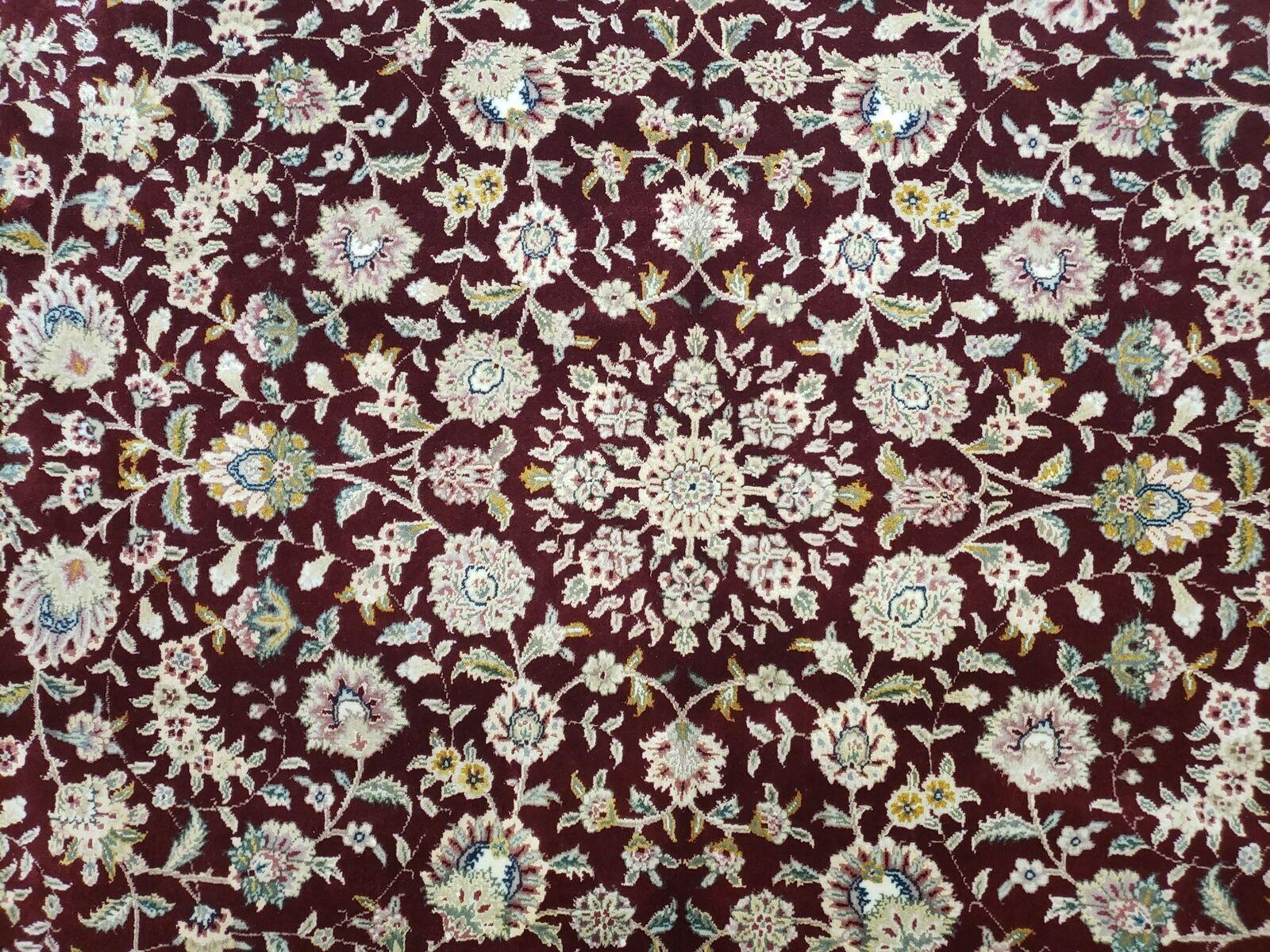 8' X 10' Vintage Handmade Oriental Floral Wool & Silk Rug Afshan Red Blue Nice - Jewel Rugs