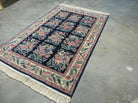 4' X 6' Vintage Finely Woven Handmade Willam Morris Arts & Crafts Chinese Wool Rug Black Carpet with Floral Pattern - Jewel Rugs