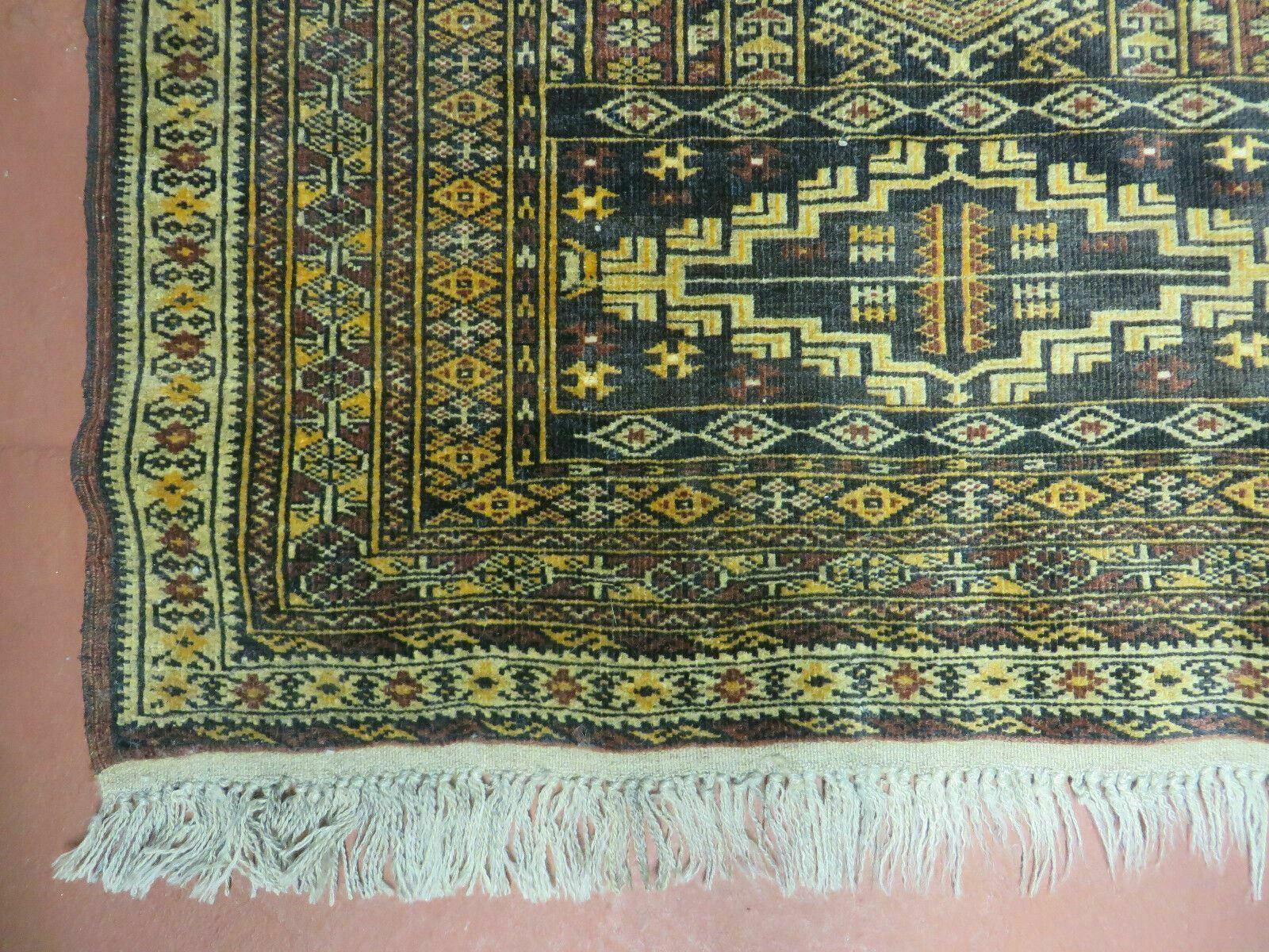 3' X 4' Vintage Handmade Pakistan Bokhara Turkoman Balouchi Wool Rug Mat Nice - Jewel Rugs