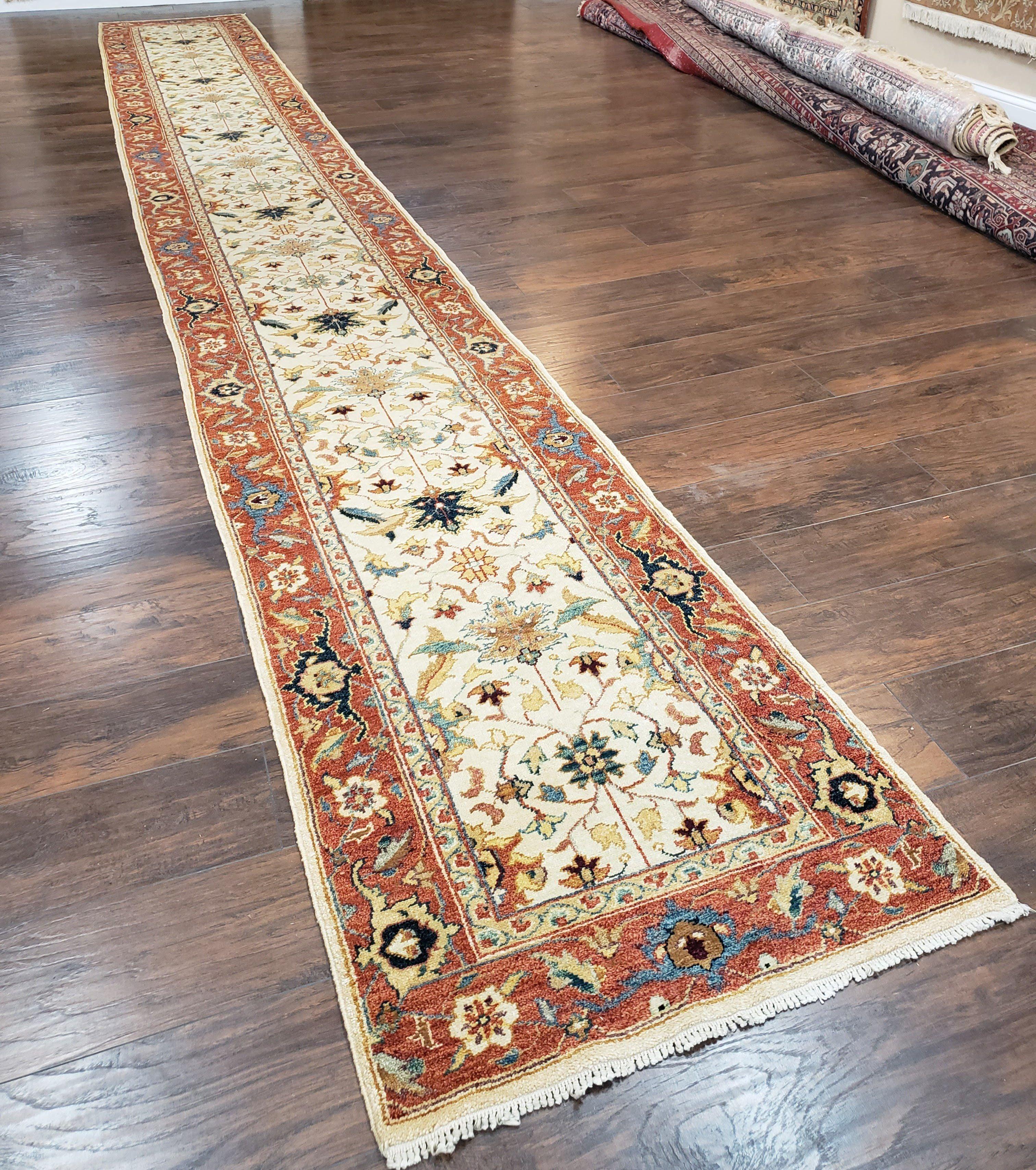 Extra Long Runner Rug, 26 ft Long Runner, Skinny Runner 2.7 x 26, Rug for Hallway, Turkish Oriental Runner, Red Beige Wool Handmade Vintage - Jewel Rugs