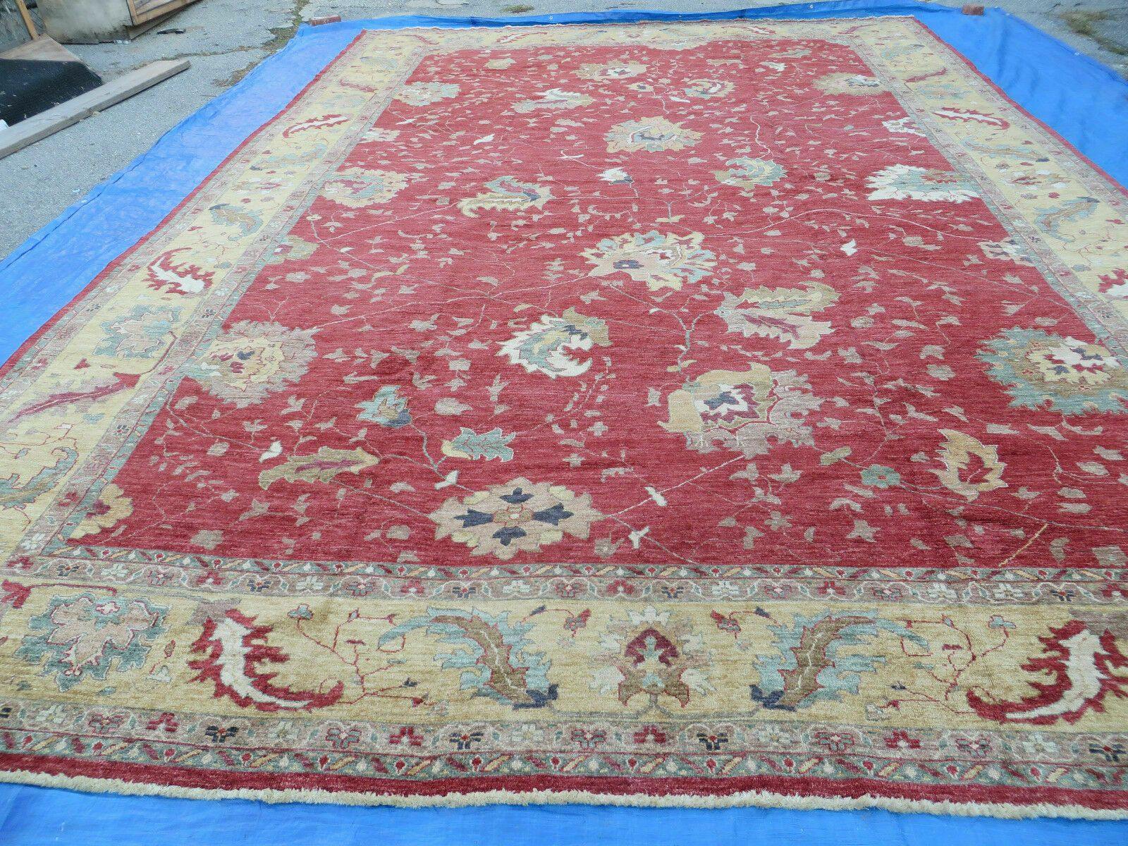 12' X 18' Vintage Handmade Egyptian Wool Red Area Rug Large Palace Size Carpet - Jewel Rugs