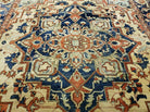 8' X 10' Geometric Vegetable Dye Handmade Turkish Rug Navy Blue Gold Knotted - Jewel Rugs