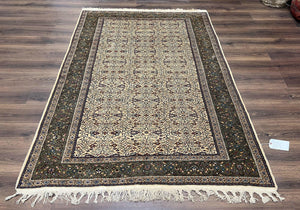 Turkish Hereke Rug 5x7, Wool Oriental Carpet 5 x 7, Hand Knotted Vintage Rug, Allover Floral Pattern, Cream Brown, Fine Rug, Medium Size Rug - Jewel Rugs