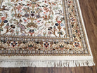 Indo Persian Rug 4x6, Tree of Life Rug, Animal Motifs, Deer Peacocks Birds, Ivory and Cream, Hand-Knotted Soft Wool Pile Indian Carpet 4 x 6 - Jewel Rugs