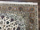 Wonderful Persian Rug 7x10, Floral Medallion, Very Fine Persian Tabriz Oriental Carpet, Vintage, Ivory/Cream, Hand Knotted Rug, Room Sized Rug, Traditional - Jewel Rugs