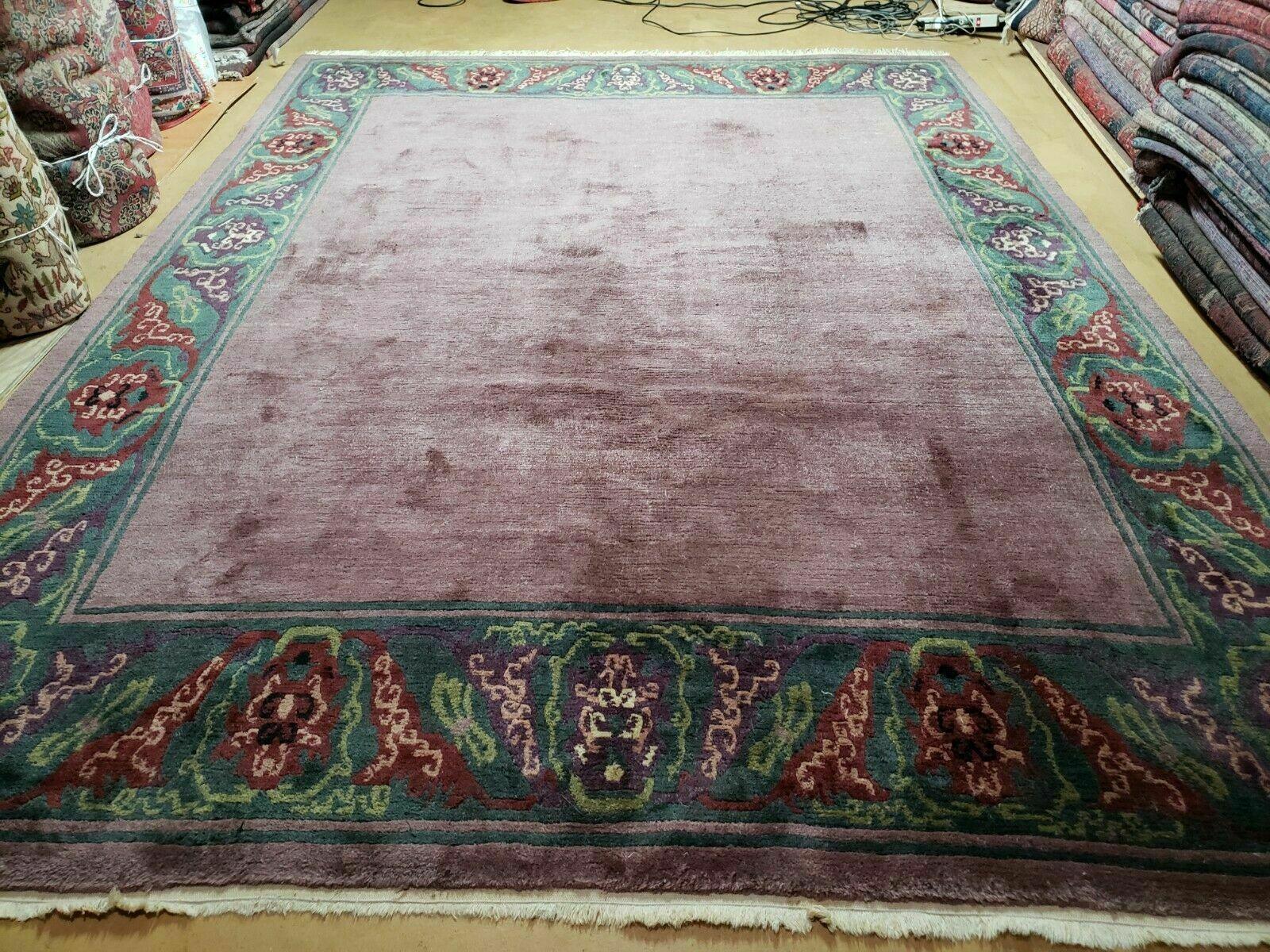 9' X 11' Tufenkian Handmade Tibetan Nepal Wool Rug Magenta Open Field Decorative Soft Rug Wow - Jewel Rugs