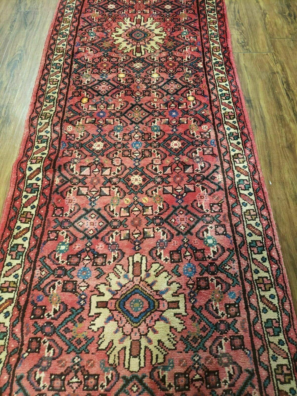 2' 8" X 14' Vintage Oriental India Floral Handmade Wool Runner Rug Red Nice - Jewel Rugs
