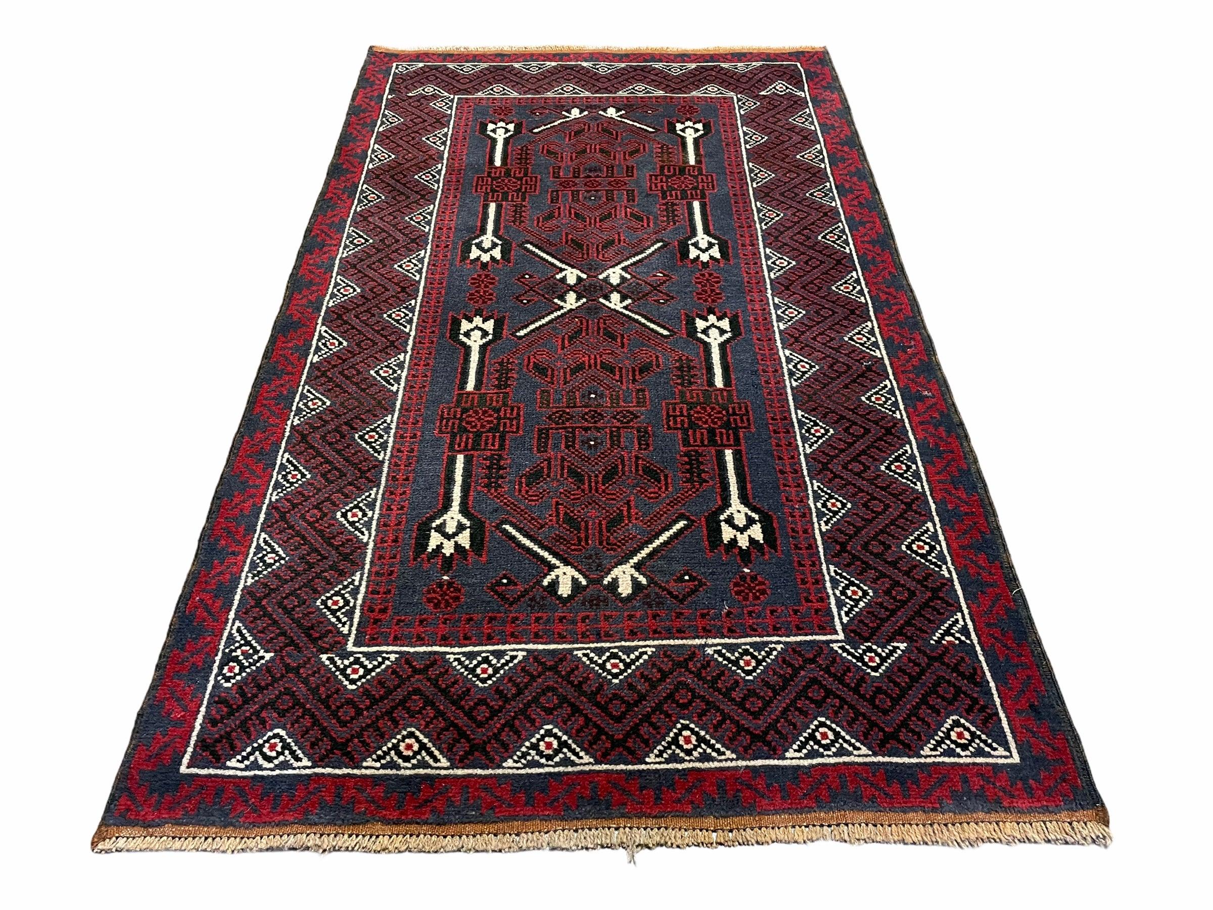 3x5 New Vintage Handmade Tribal Wool Rug Balouch Rug Afghan Rug Red Beige Nice - Jewel Rugs