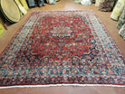 9x11 Antique Red & Sky Blue Turkish Rug Hand-Knotted Vintage Persian Carpet Wool High Quality Authentic Oriental Rug - Jewel Rugs