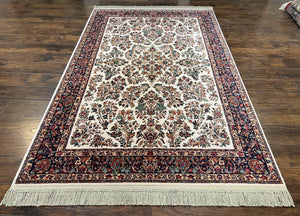 Karastan Rug Ivory Sarouk #760 Wool Carpet 5' 9" x 9', Vintage Karastan Original Collection 700 Series, Floral Oriental Rug, Traditional Rug - Jewel Rugs
