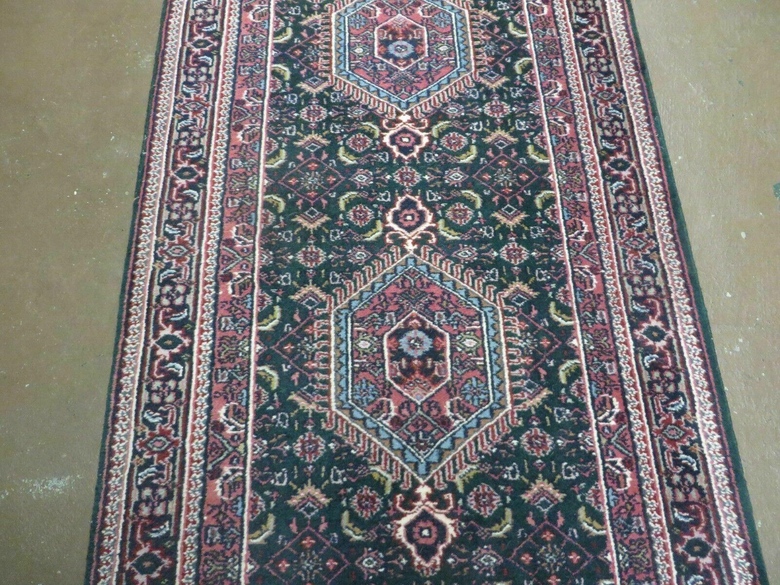 2'9" X 10' Vintage Handmade India Floral Oriental Wool Rug Vegetable Dyes Runner # 838 - Jewel Rugs