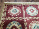 Nepalese Aubusson Panel Rug 6x9, Red & Ivory Soft Plush Tibetan Pile Rug, Wool Hand-Knotted Carpet, 6 x 9 Elegant Area Rug, Office Room Rug - Jewel Rugs