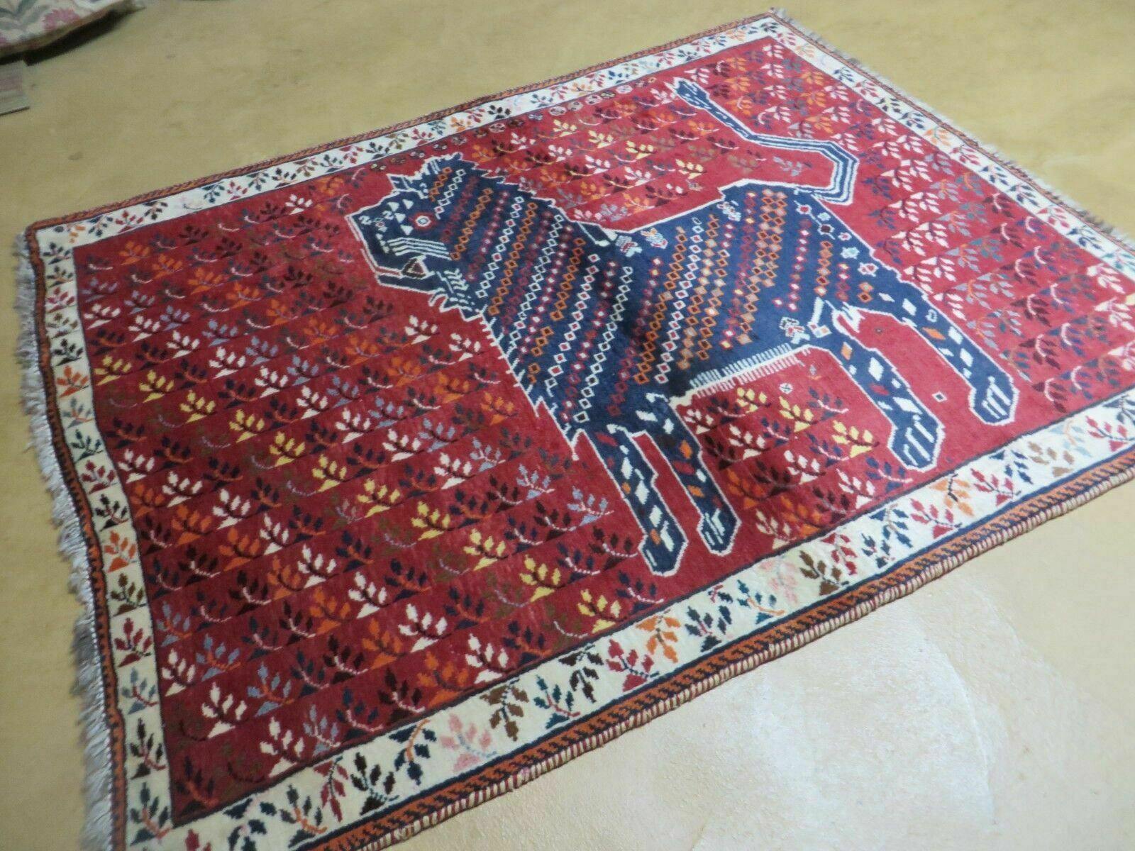 4' X 5' Lion Handmade Wool Rug Zagross Mountains Wool Southeastern Turkey #35 - Jewel Rugs