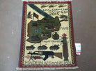 2' X 2'6" Handmade Afghan Balouch Tribal Wool War Rug Gun Tank Helicopter # 162 - Jewel Rugs