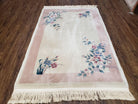 4x6 Handmade Chinese Wool Area Rug 90 Lines Carpet Art Deco Rug Ivory Beige Pink - Jewel Rugs