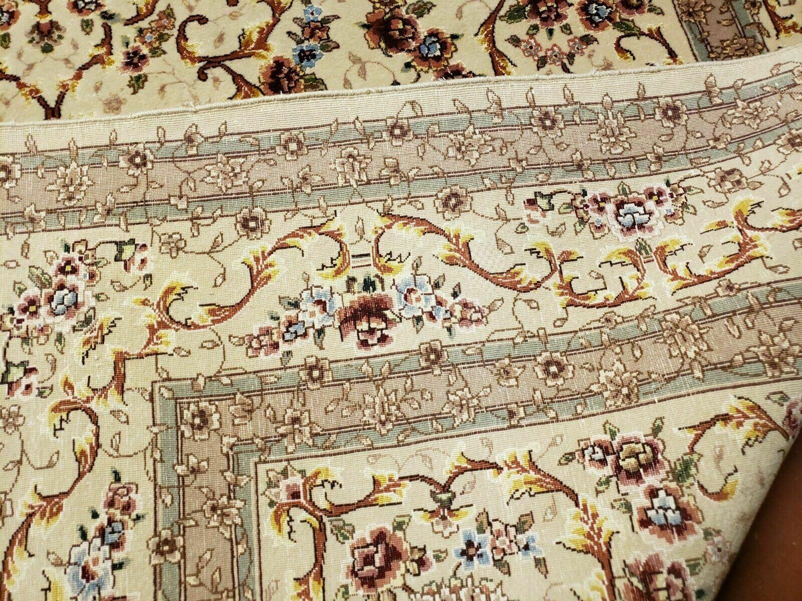 6' X 9' Vintage Handmade Ultra Fine Chinese Floral Wool Rug Silk Accents Beige - Jewel Rugs