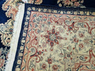 9' X 12' Vintage Indian Oriental Kirman Rug Medallion Hand Knotted Wool Blue - Jewel Rugs